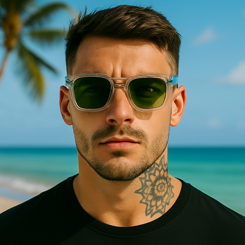 TAHITI, Clear with Dark Green Lens