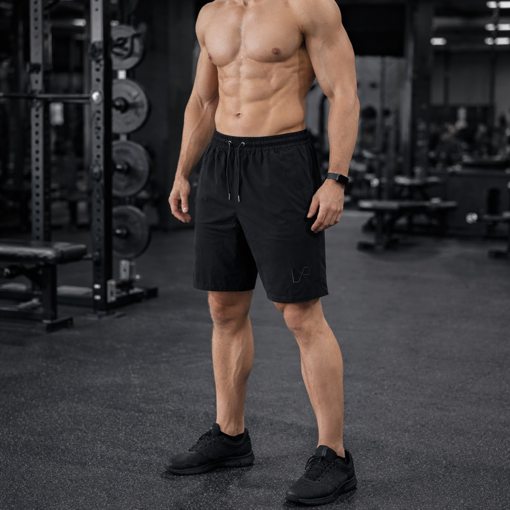 LXR Daily Shorts, Black Embroidery (Textured)