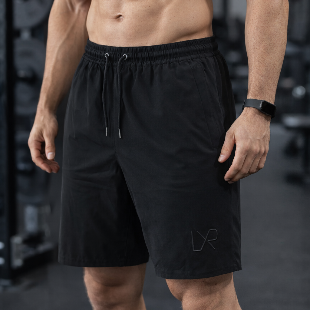 LXR Daily Shorts, Black Embroidery (Textured)
