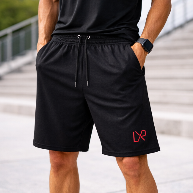 LXR Daily Shorts, Black & Red (Textured)