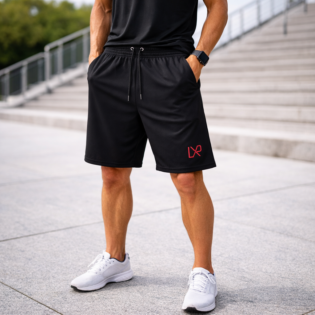 LXR Daily Shorts, Black & Red (Textured)