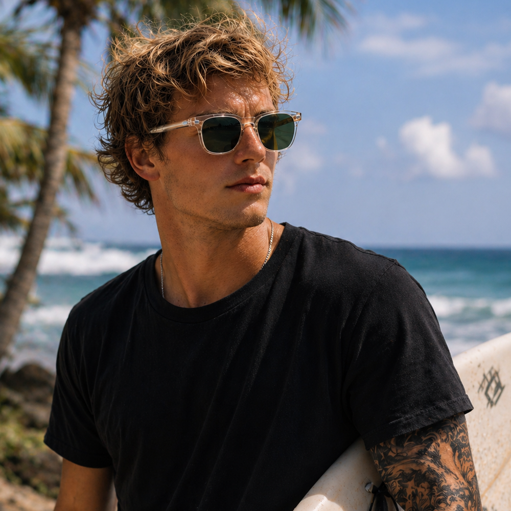 TAHITI, Clear with Dark Green Lens