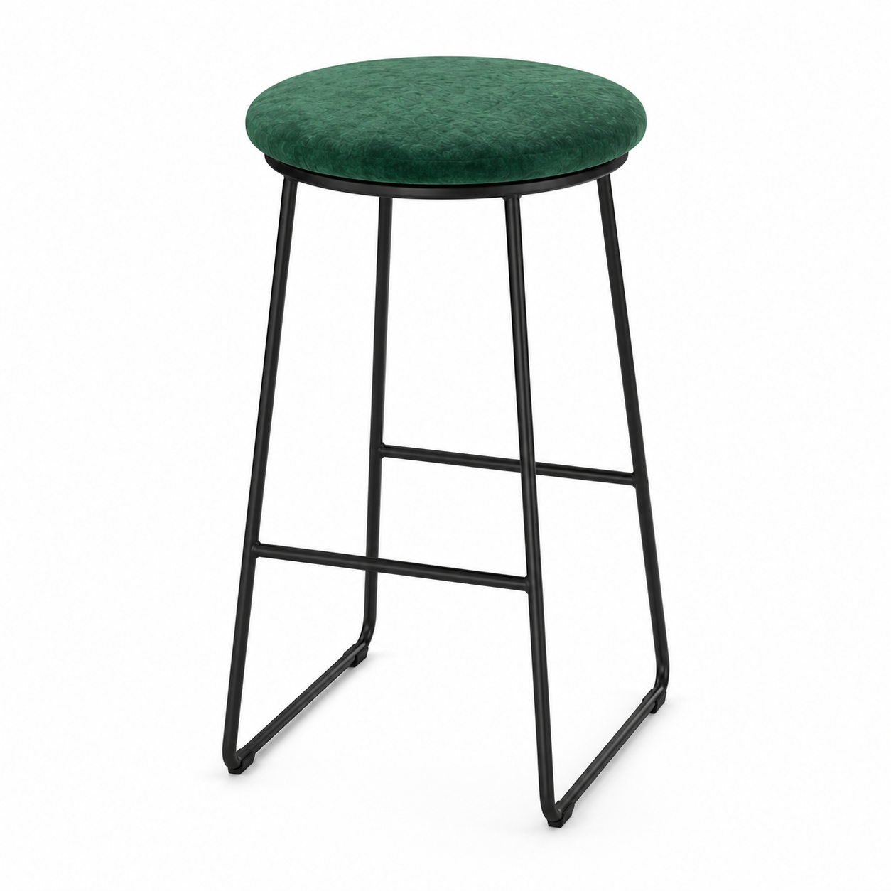 Set of 2 x Green Velvet - Metal Bar Stools - Upholstered in Melbourne
