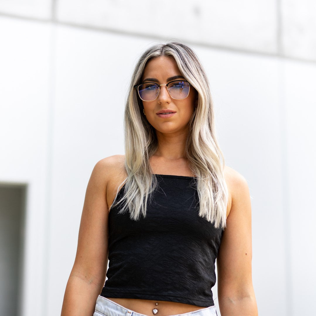 AIRLIE, Black & Gold (Blue Light Glasses)