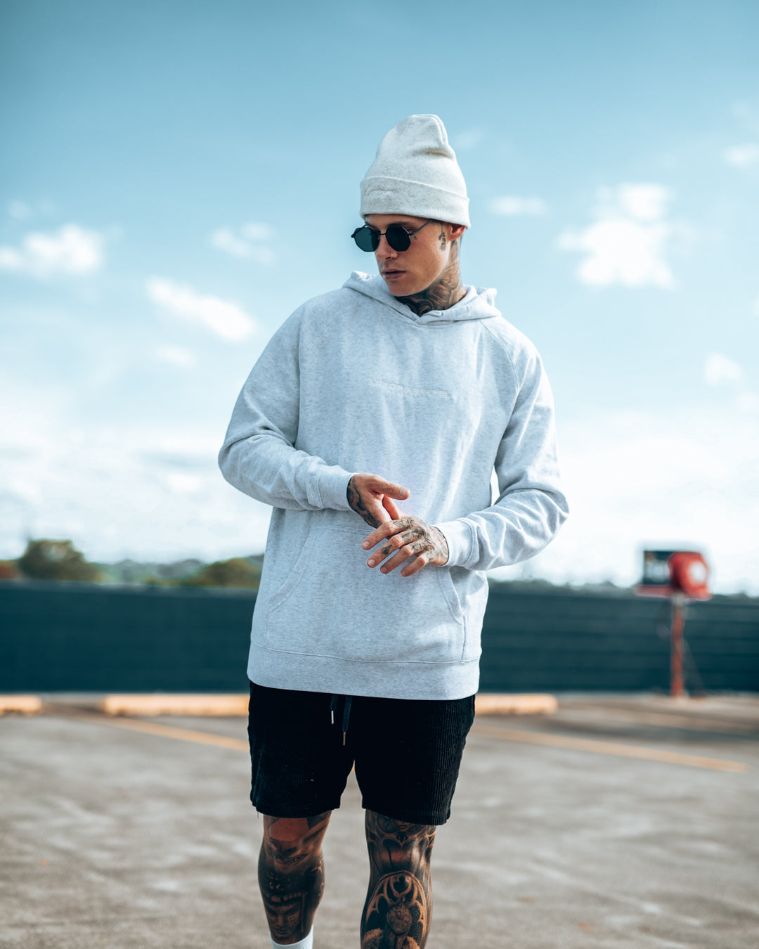 STEALTH Hoodie, White Marle (Unisex)