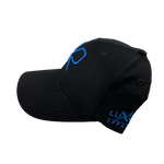 LXR BASEBALL CAP, Black & Electric Blue (LARGE FIT)